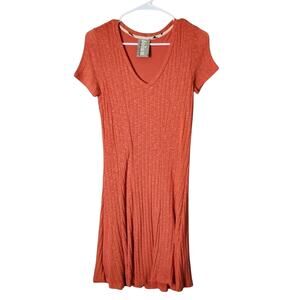 Anthropologie Dolan Left Coast Collection Mini Dress Size Small Orange Ribbed
